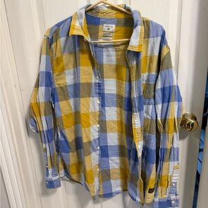 Quiksilver Men's Checkered Shirt - Blue, Yellow, White